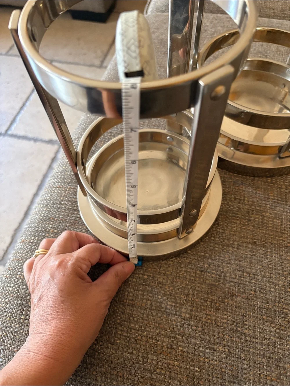 Pottery Barn Set of 2 Stainless Steel Cylinder Candle Holders - Silver EUC